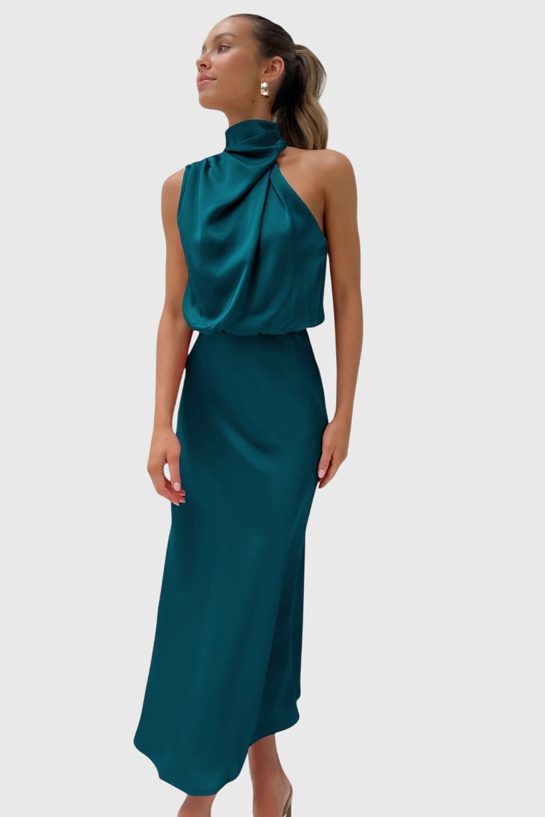 AVA | ABITO HALTER IN SATIN GLAMOUROSO