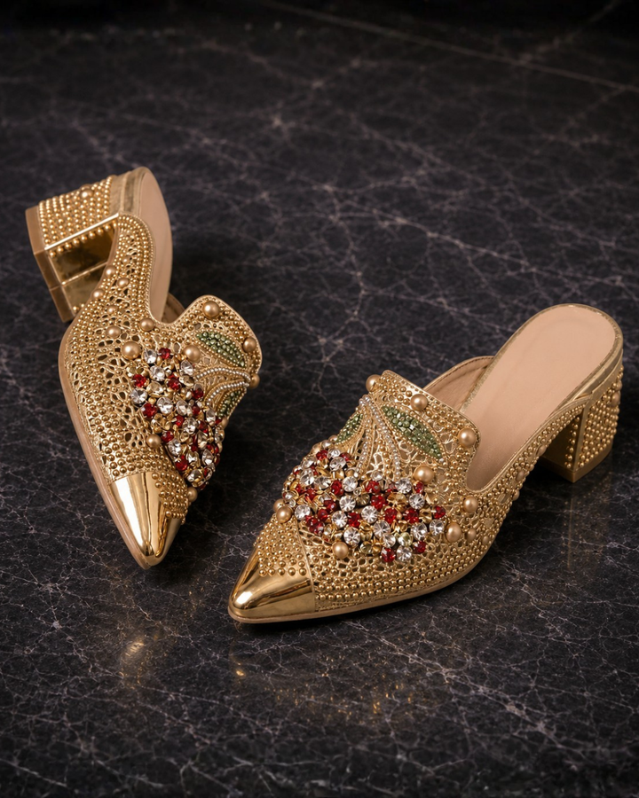 Gilda | Mule con Cristalli e Dettaglio Ciliegia
