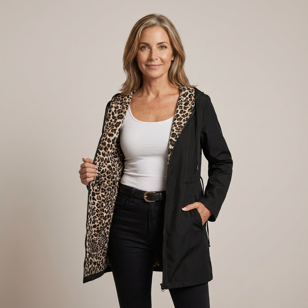 SOPHIA - Cappotto Reversibile con Stampa Leopardata