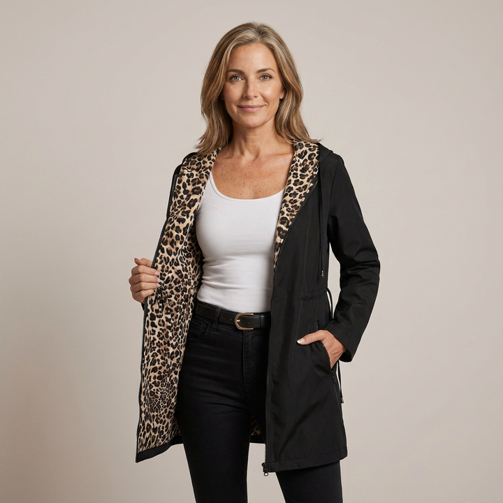 SOPHIA - Cappotto Reversibile con Stampa Leopardata