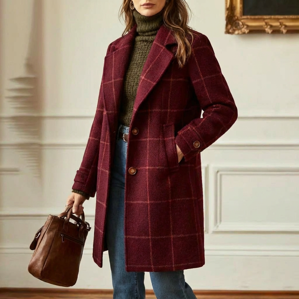 Cambridge – Elegante Cappotto in Lana a Quadri per Donne