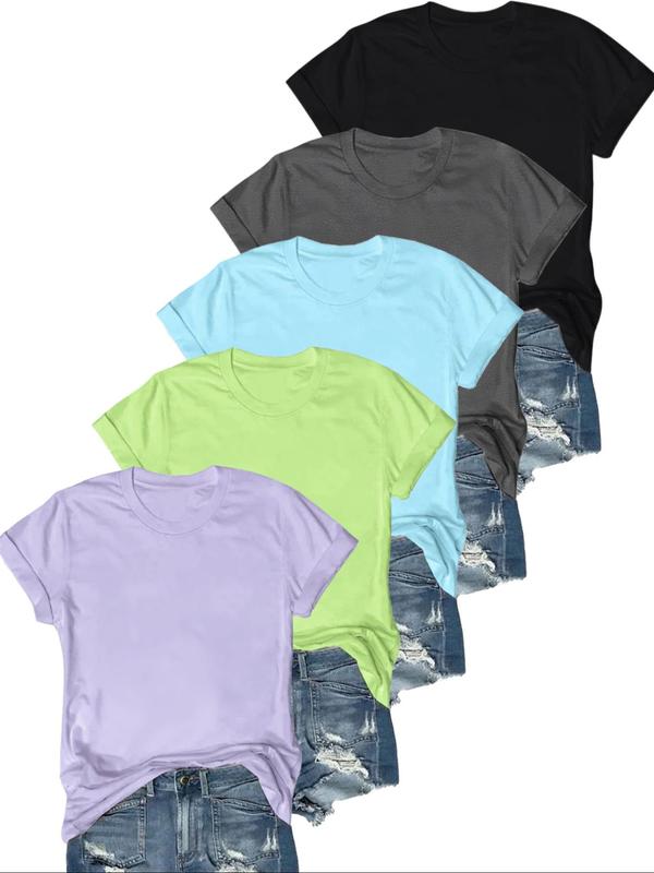 OLIVE™ - T-Shirt Casual a Maniche Corte (Confezione da 5)
