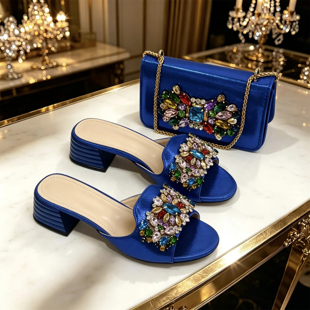 Celeste | Sandali Gioiello con Pochette Coordinata