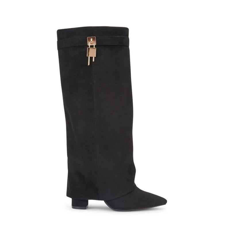 SARAH™ - Stivali con tacco in suede da 4 pollici con fibbia per donne, scarpe eleganti per camminare