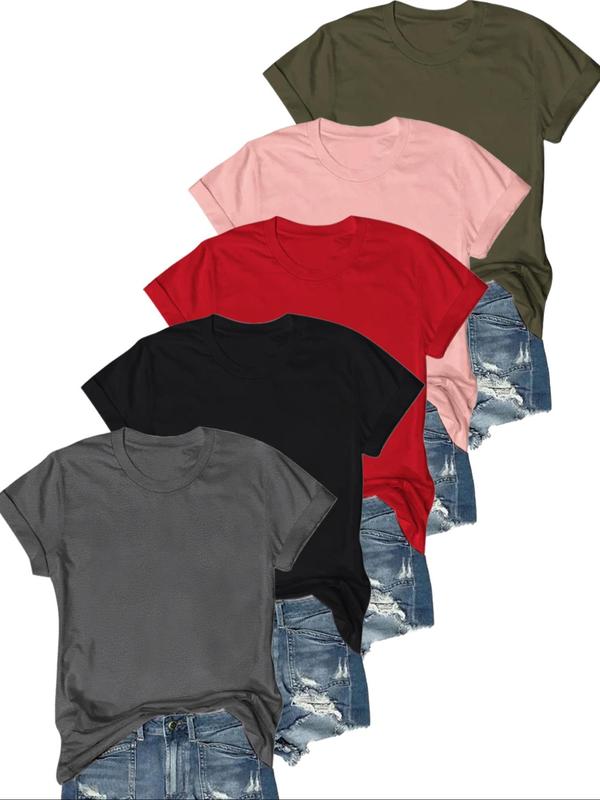 OLIVE™ - T-Shirt Casual a Maniche Corte (Confezione da 5)