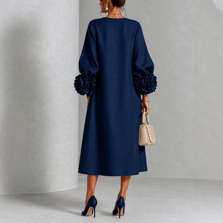 Ivana | Abito Midi con Maniche a Rose