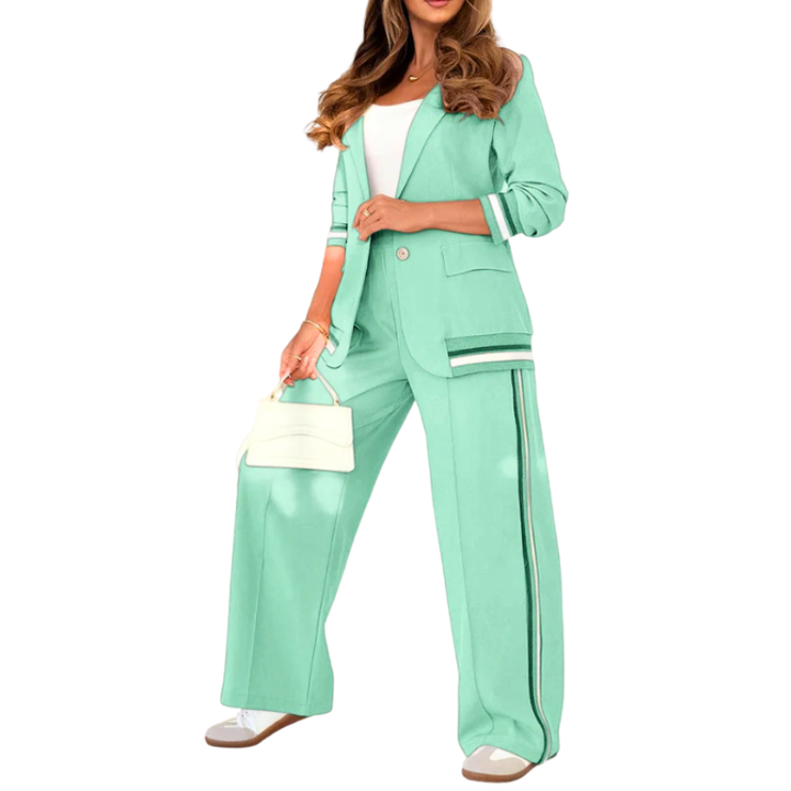 SUZETTE™ – Set Elegante con Top a Collo Revers e Pantaloni con Vita Elasticizzata
