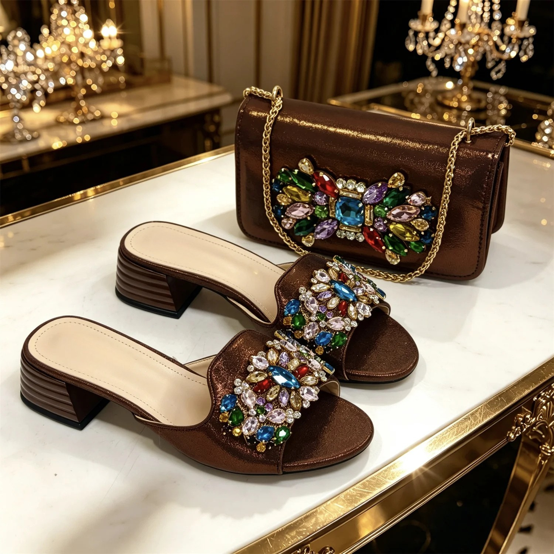 Celeste | Sandali Gioiello con Pochette Coordinata