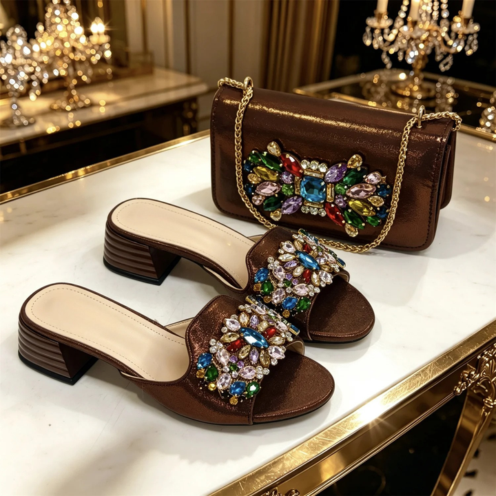 Celeste | Sandali Gioiello con Pochette Coordinata