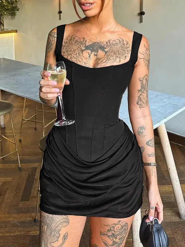 CRISELDA™ - Abito da festa mini corsetto arricciato sexy a lisca di pesce