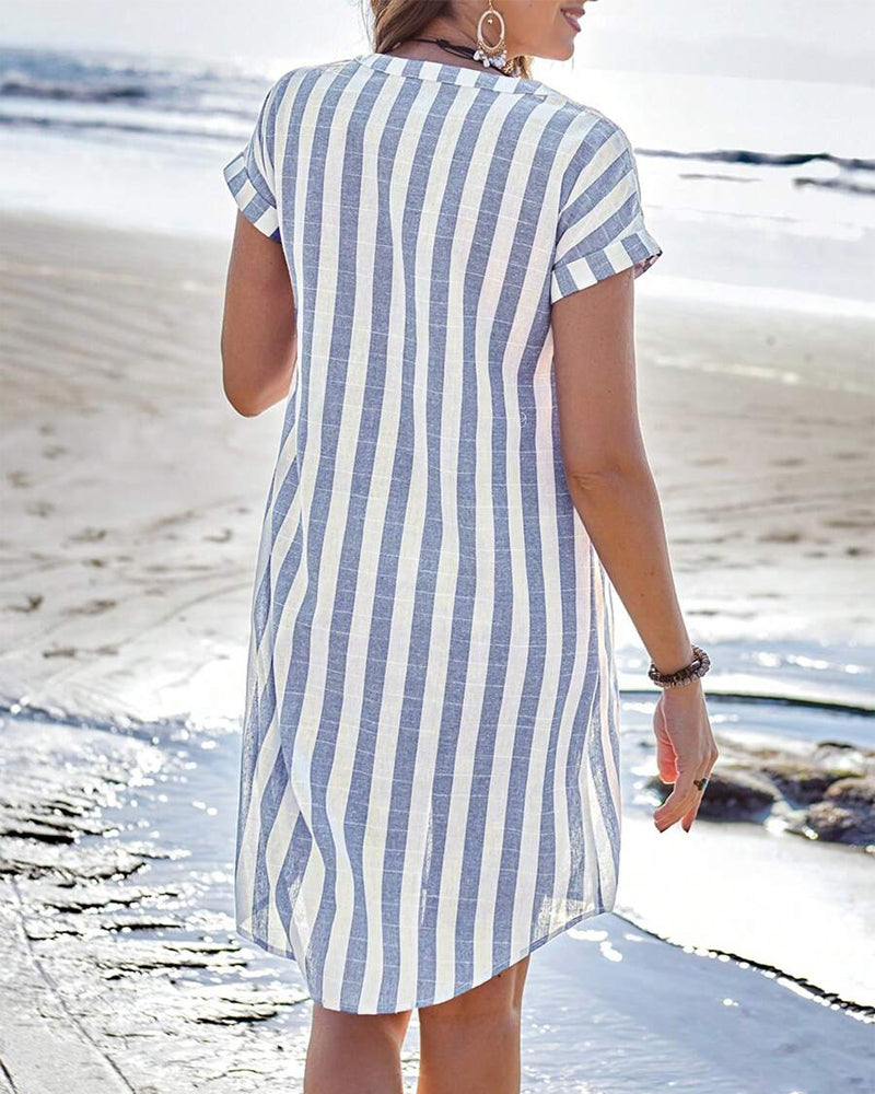 MARTINE | ABITO CAMICIA A RIGHE ELEGANTE