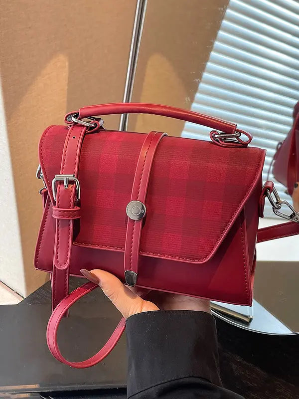 MARLYNN™ - Borsa a Spalla a Croce Quadrata Piccola in Stile Vintage con Cuciture a Contrasto