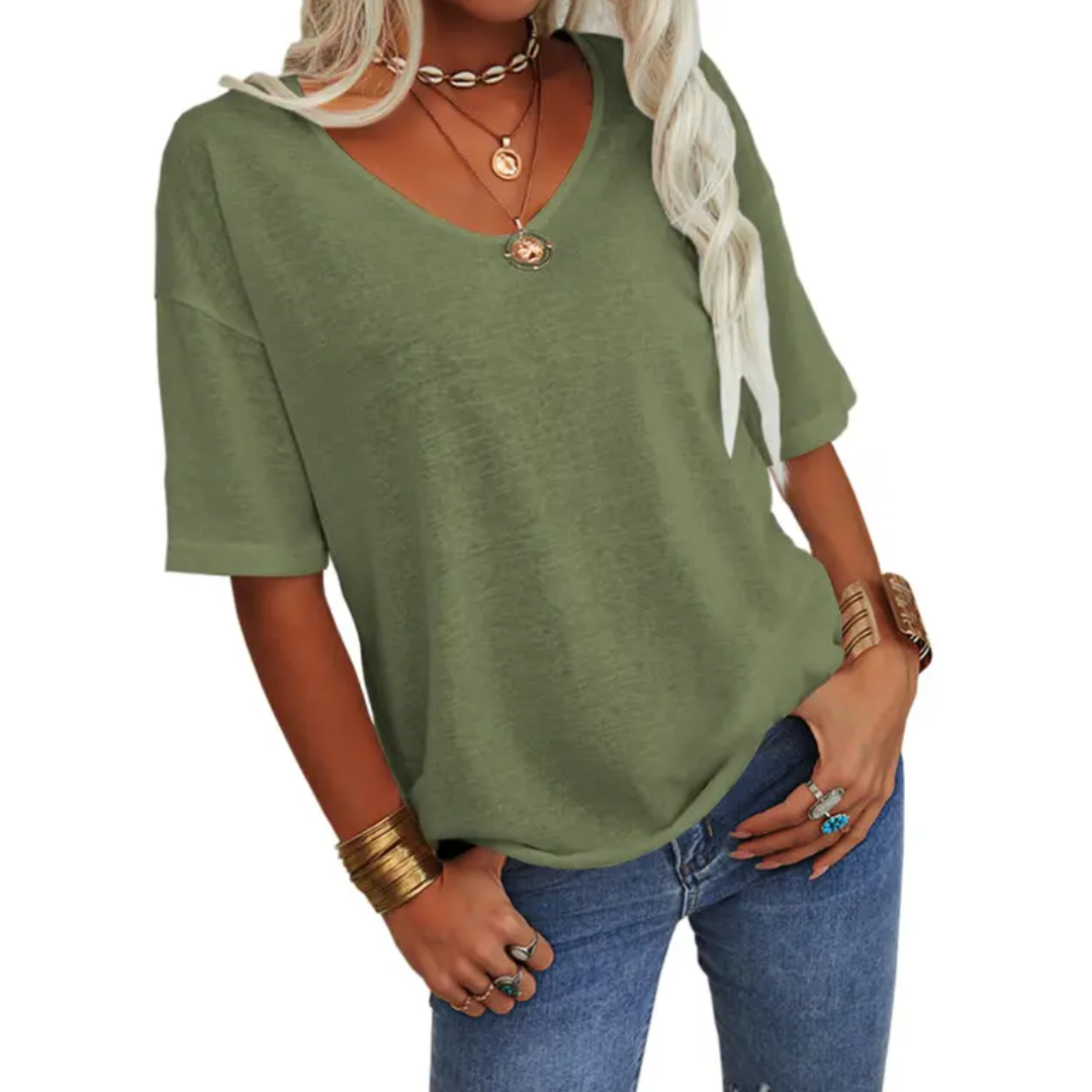 KATIE™ – T-Shirt Essenziale Relaxed con Scollatura a V
