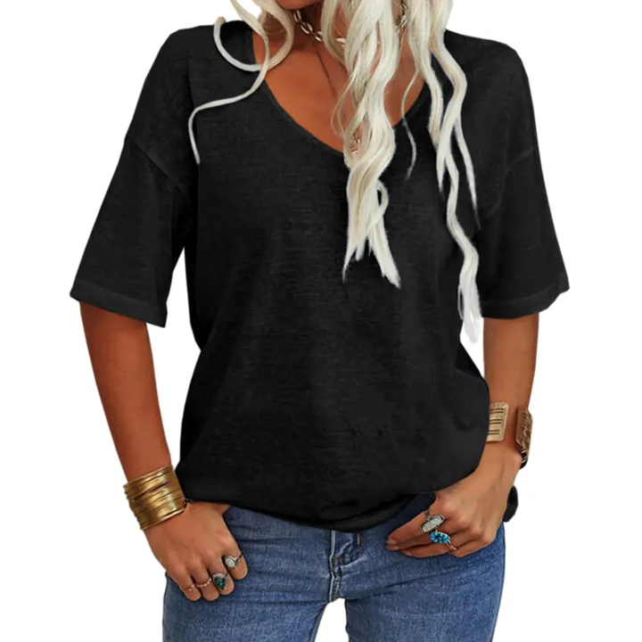 KATIE™ – T-Shirt Essenziale Relaxed con Scollatura a V