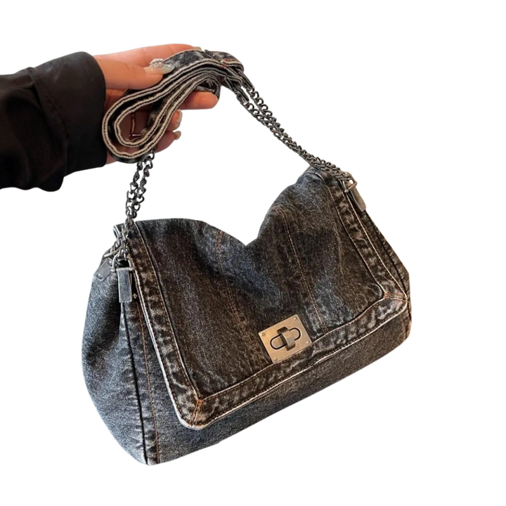 FRANKIE™ – Borsa a Spalla in Denim Vintage con Catena