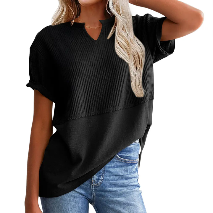 GRACIE™ – Top V-Neck in Maglia Waffle Confortevole
