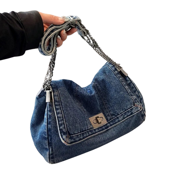 FRANKIE™ – Borsa a Spalla in Denim Vintage con Catena