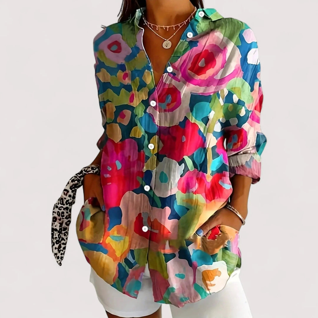 Bunte Bluse Damen | Blumenprint & Lässig Elegant