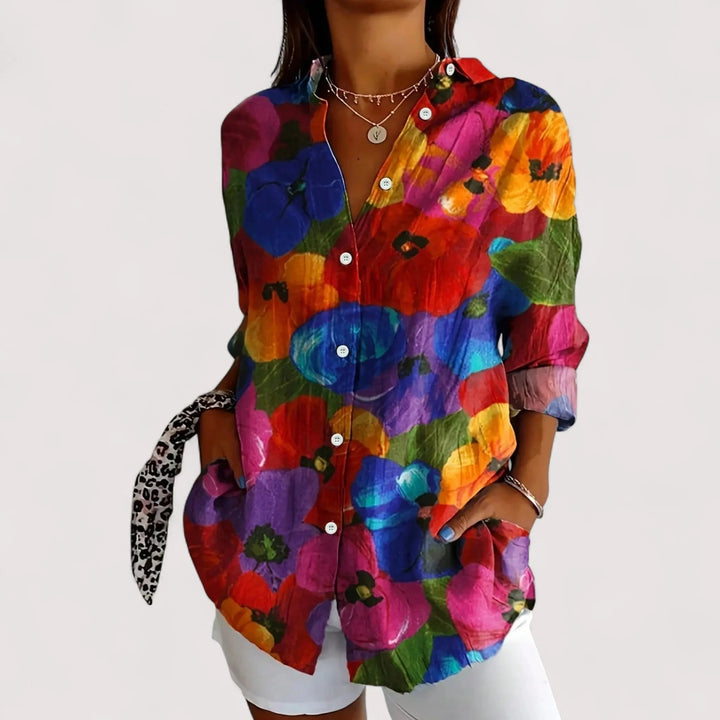 Bunte Bluse Damen | Blumenprint & Lässig Elegant