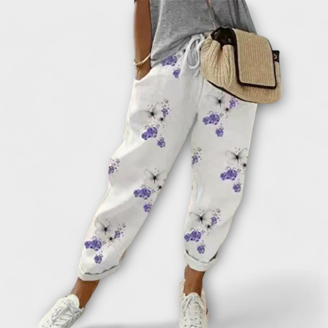 Burga - Pantaloni confortevoli in cotone e lino