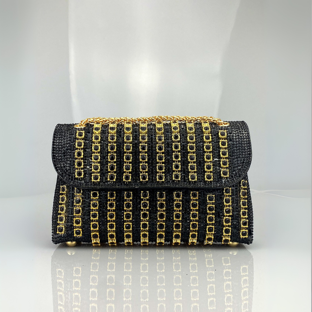 LAVIERA™ - Borsa a Spalla con Catena e Diamanti Colorati
