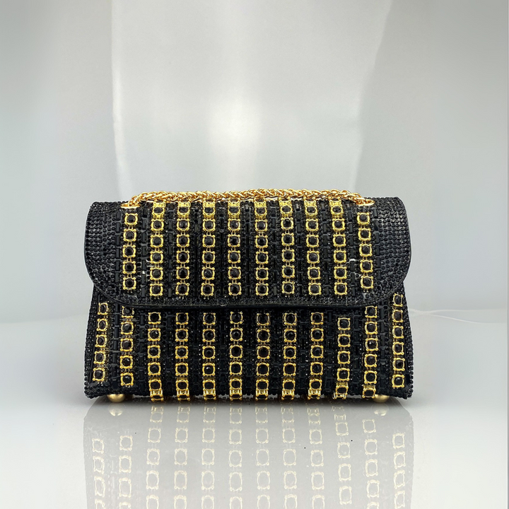 LAVIERA™ - Borsa a Spalla con Catena e Diamanti Colorati