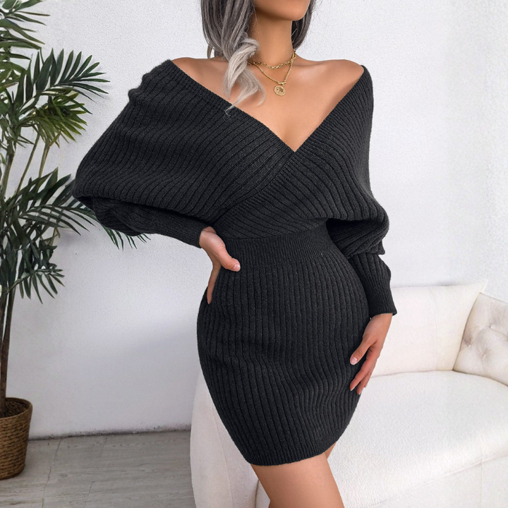 CLARA™ - Chic Vestito Mini Bodycon a Maniche Lunghe con Scollatura a V