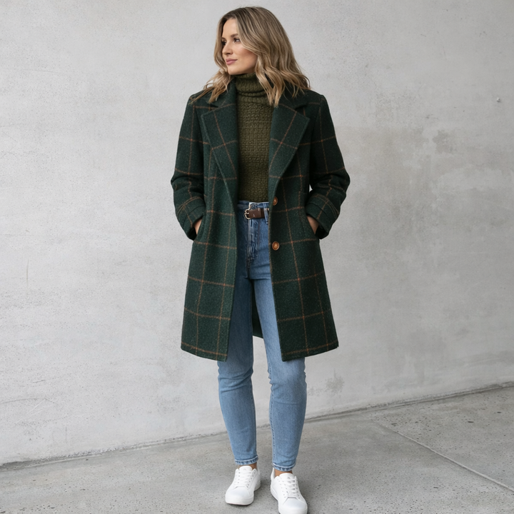 Cambridge – Elegante Cappotto in Lana a Quadri per Donne