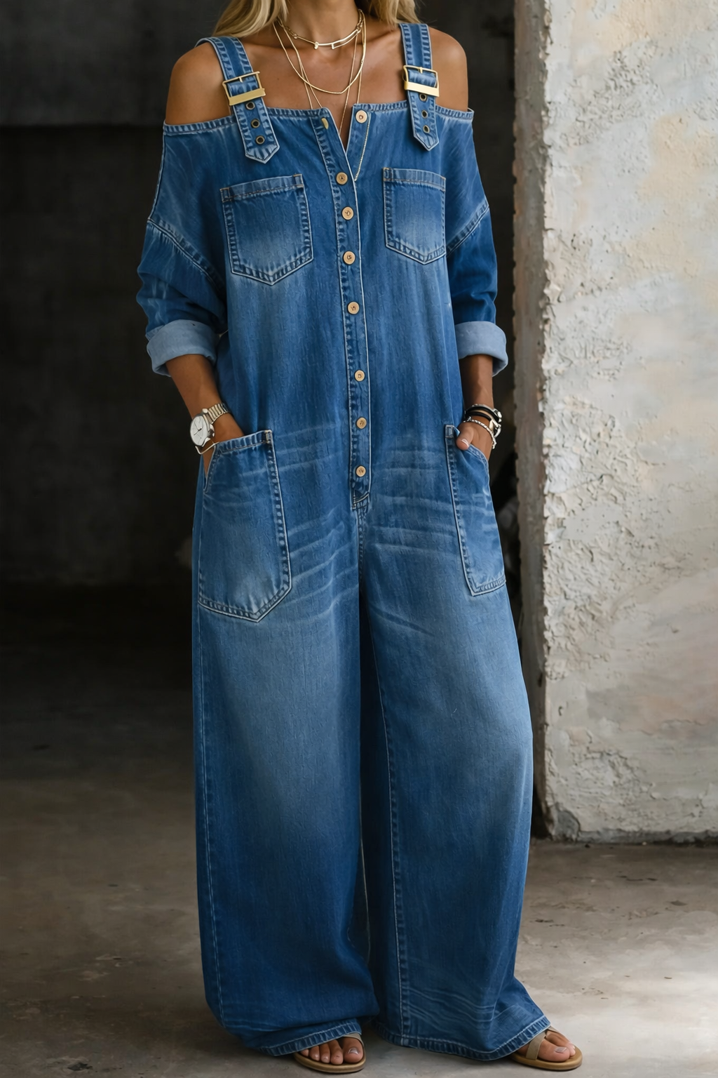 Livia | Tuta Denim Off Shoulder