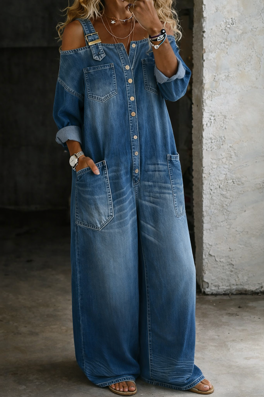 Livia | Tuta Denim Off Shoulder