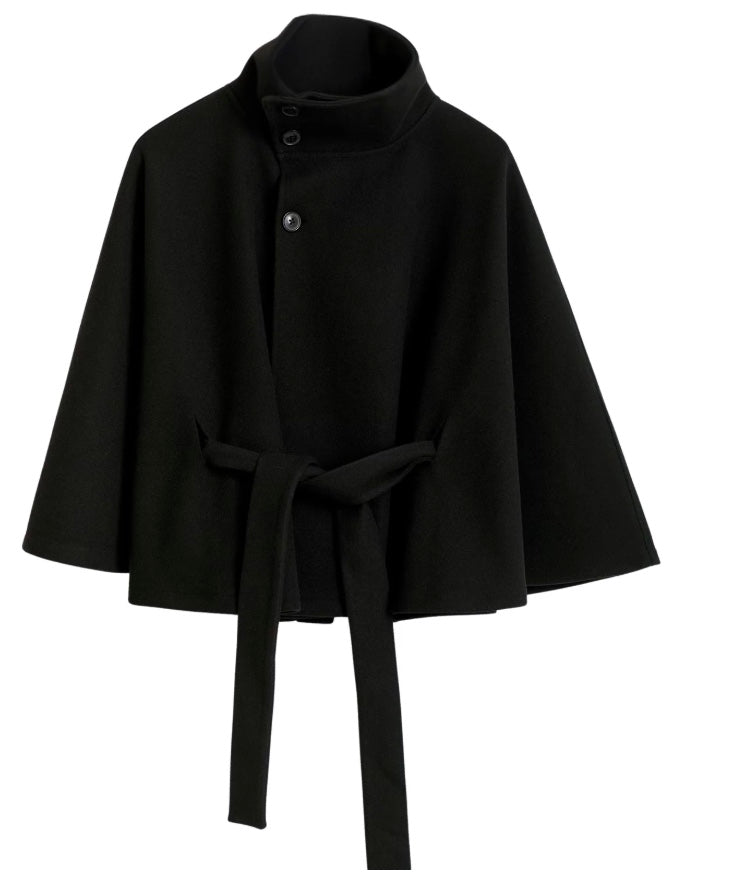 Ivanna Manteau Laine Femme – Col Haut Élégant avec Ceinture Amovible & Coupe Décontractée