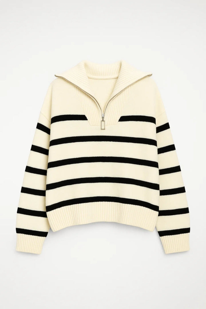 KAIRIS | MAGLIONE A RIGHE CON COLLO ZIP