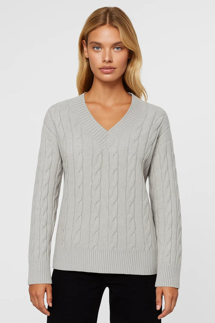 SUNNIVA | MAGLIONE A TRECCE CON SCOLLO A V