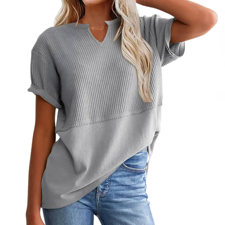 GRACIE™ – Top V-Neck in Maglia Waffle Confortevole