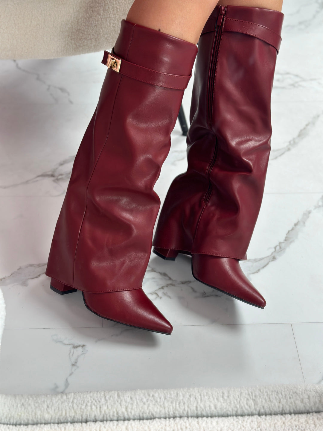 ELOISE™ - Stivali in Pelle Borgogna