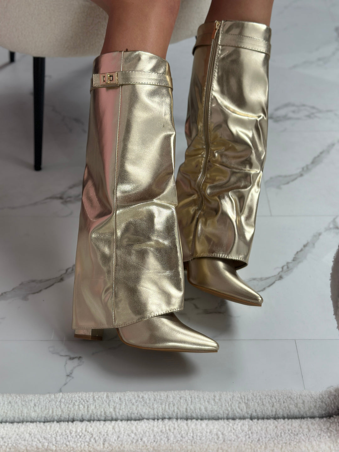 SERAPHINA™ - Stivali in Pelle Dorata