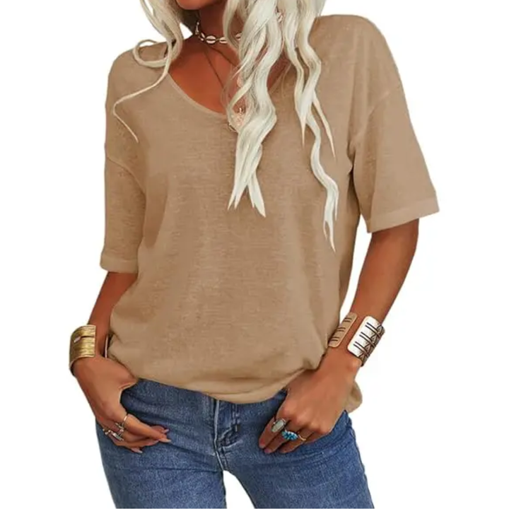 KATIE™ – T-Shirt Essenziale Relaxed con Scollatura a V