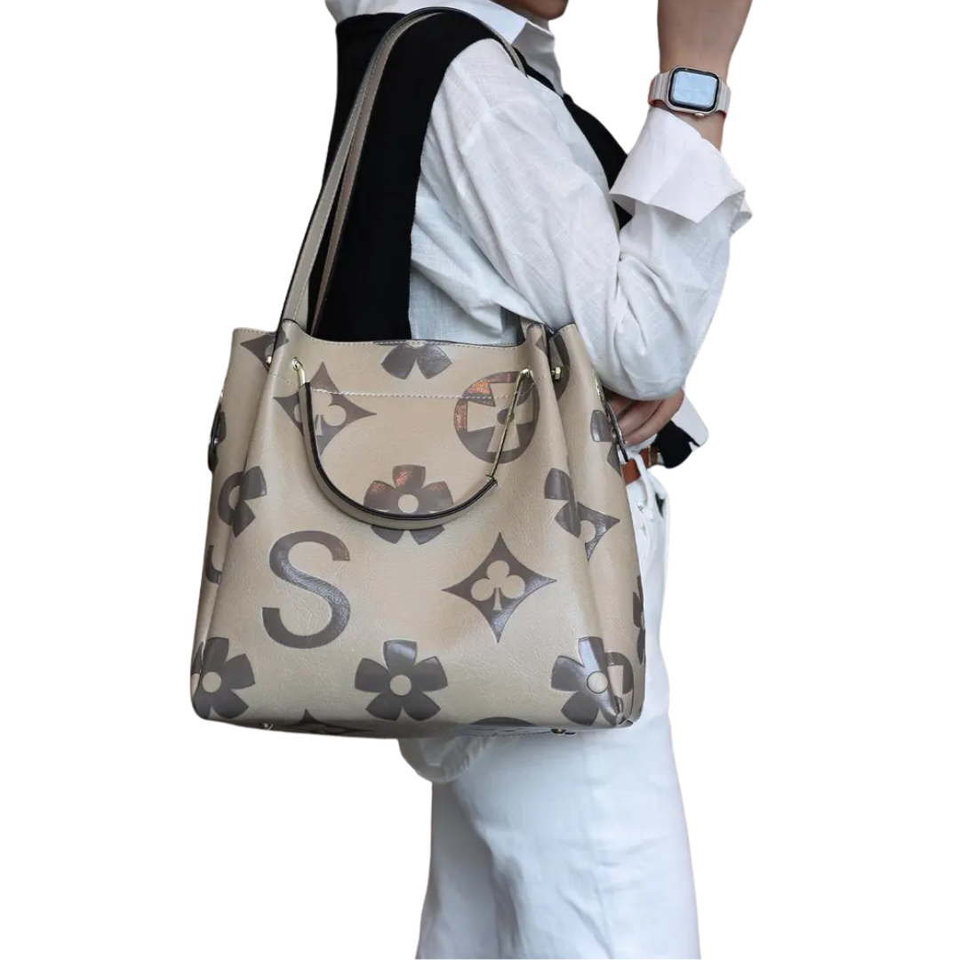 CELINA™ – Set di Borse a Spalla e a Tracolla con Motivo Floreale Embossato