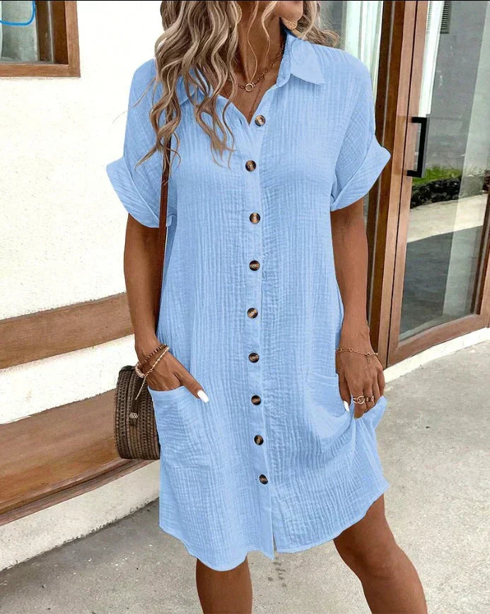 Minke | Abito Camicia Leggero per Donna Estivo con Chiusura a Bottone