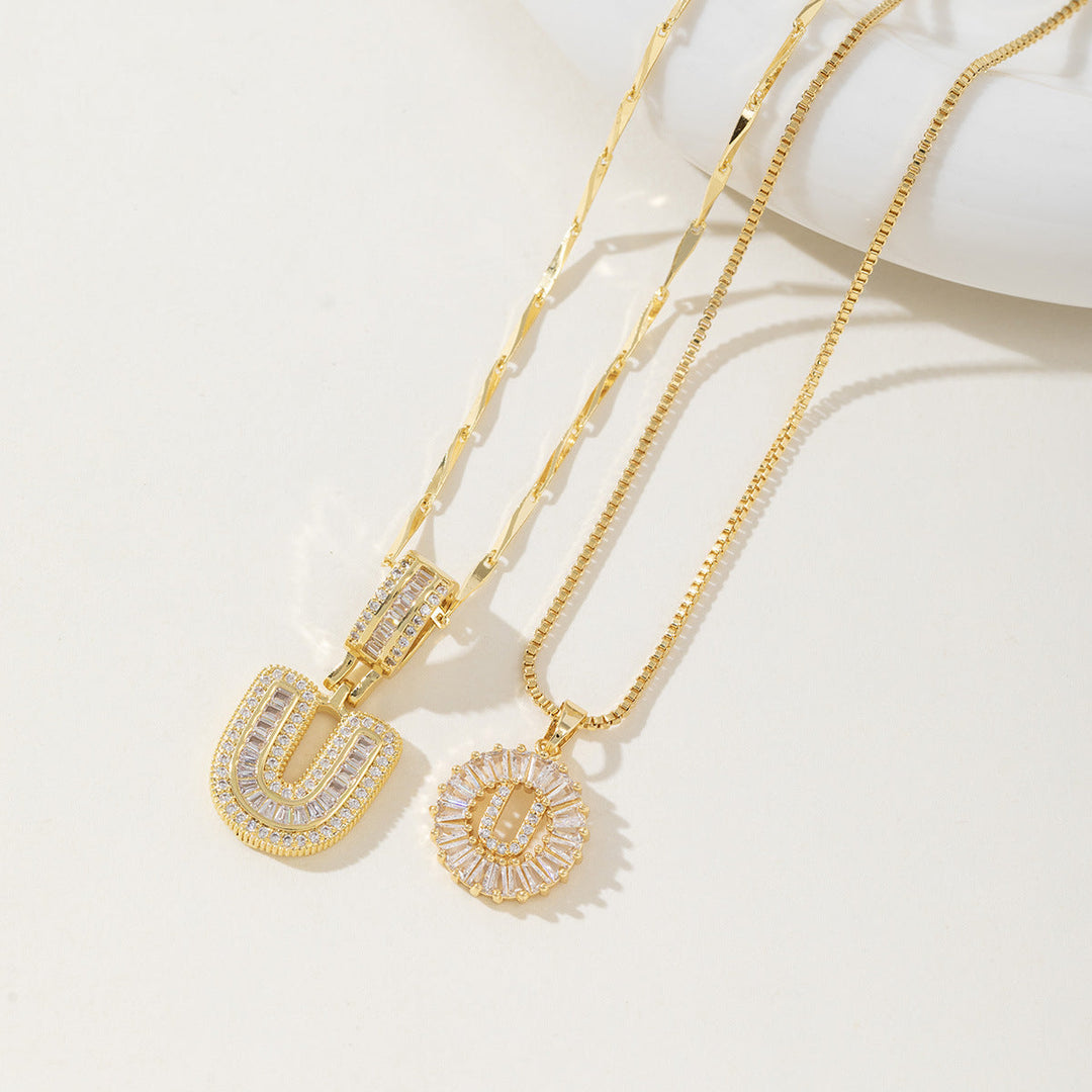AISHA™ - Elegante Collana con Pendenti a Lettera Iniziale in 2 Pezzi