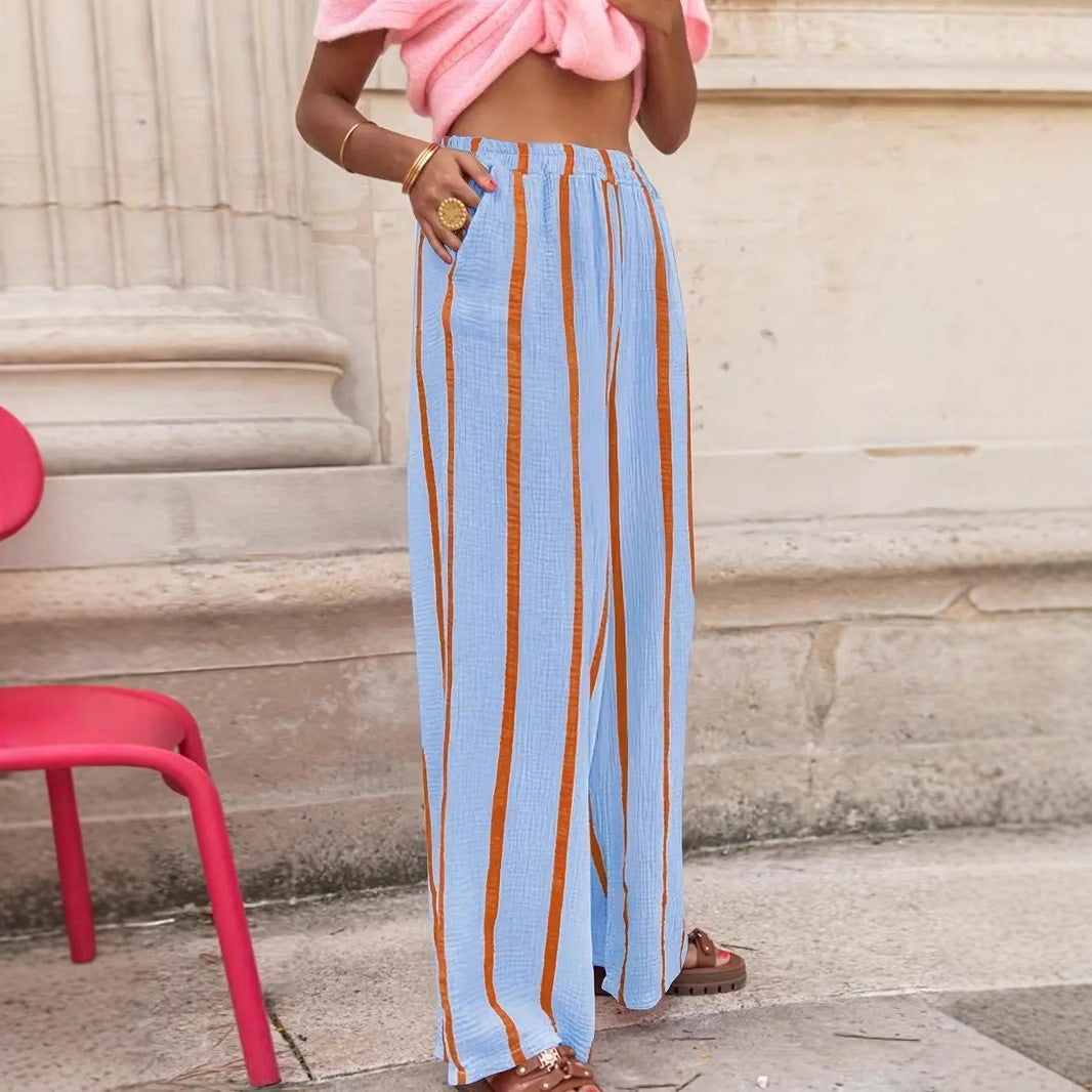 CHARO™ – Pantaloni Lounge a Righe con Gamba Larga