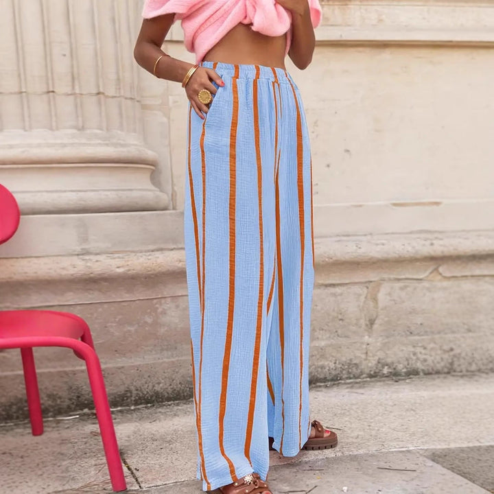 CHARO™ – Pantaloni Lounge a Righe con Gamba Larga
