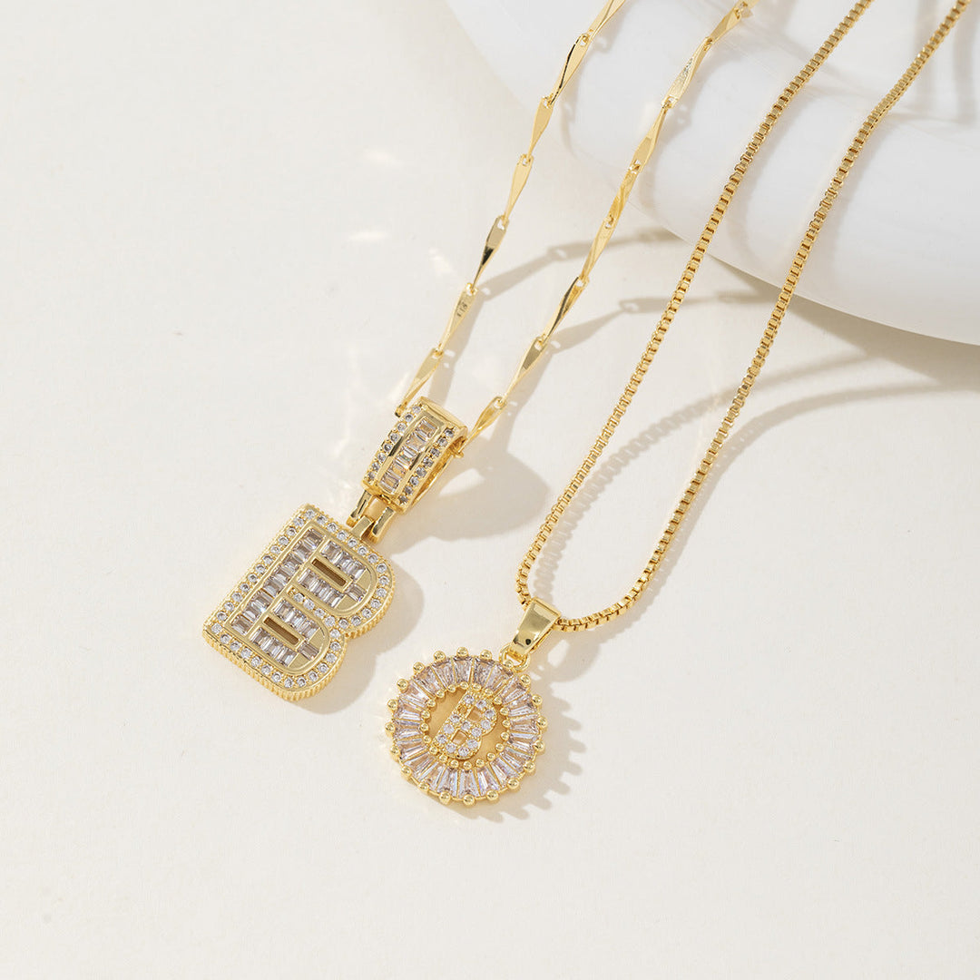 AISHA™ - Elegante Collana con Pendenti a Lettera Iniziale in 2 Pezzi
