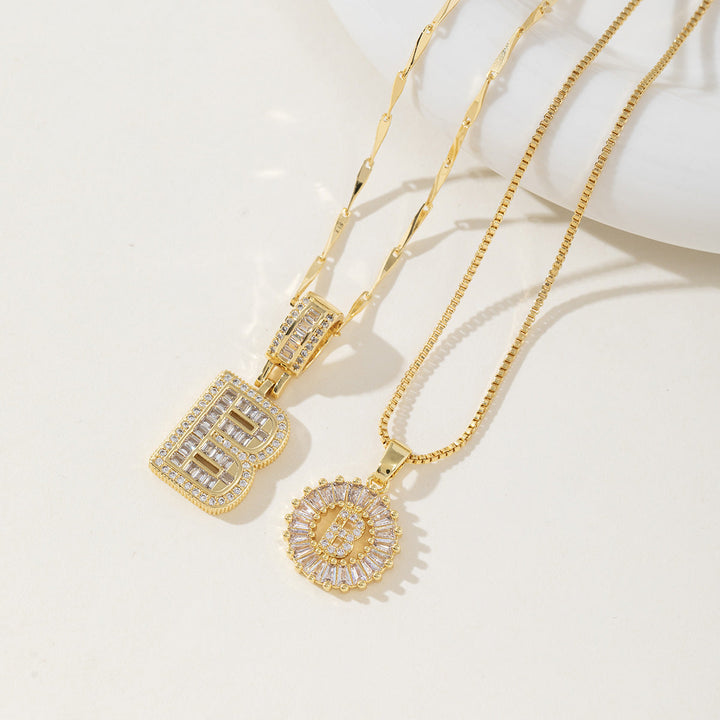 AISHA™ - Elegante Collana con Pendenti a Lettera Iniziale in 2 Pezzi