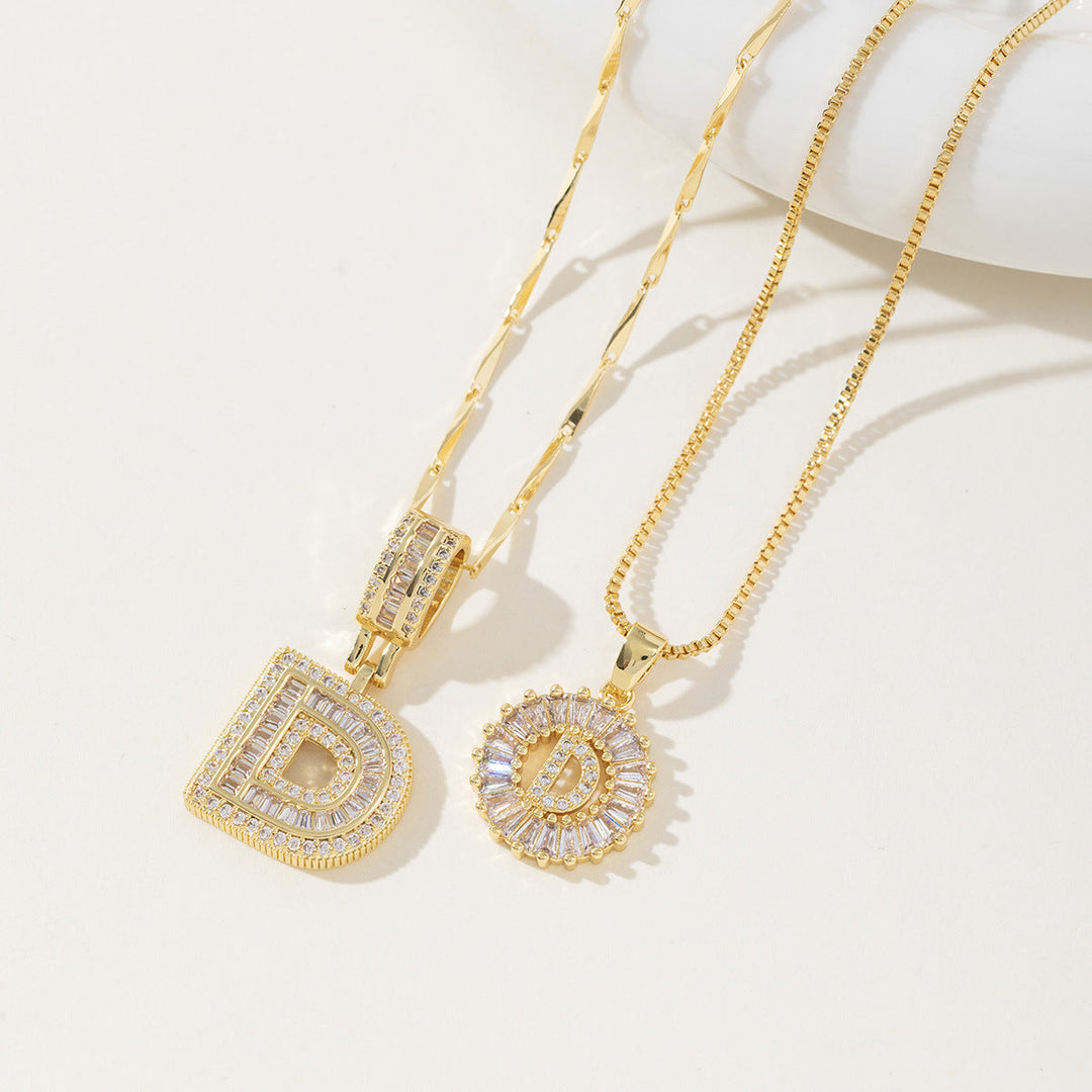 AISHA™ - Elegante Collana con Pendenti a Lettera Iniziale in 2 Pezzi