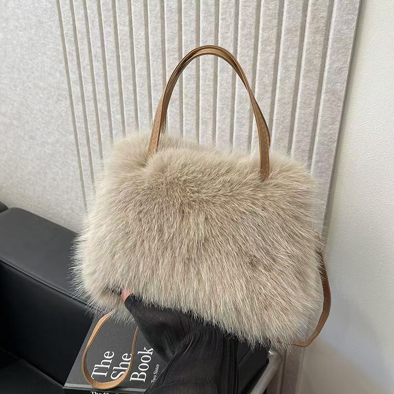 LIZZIE™ - Piccola Borsa a Mano in Pelliccia Imitazione alla Moda con Manico e Tracolla
