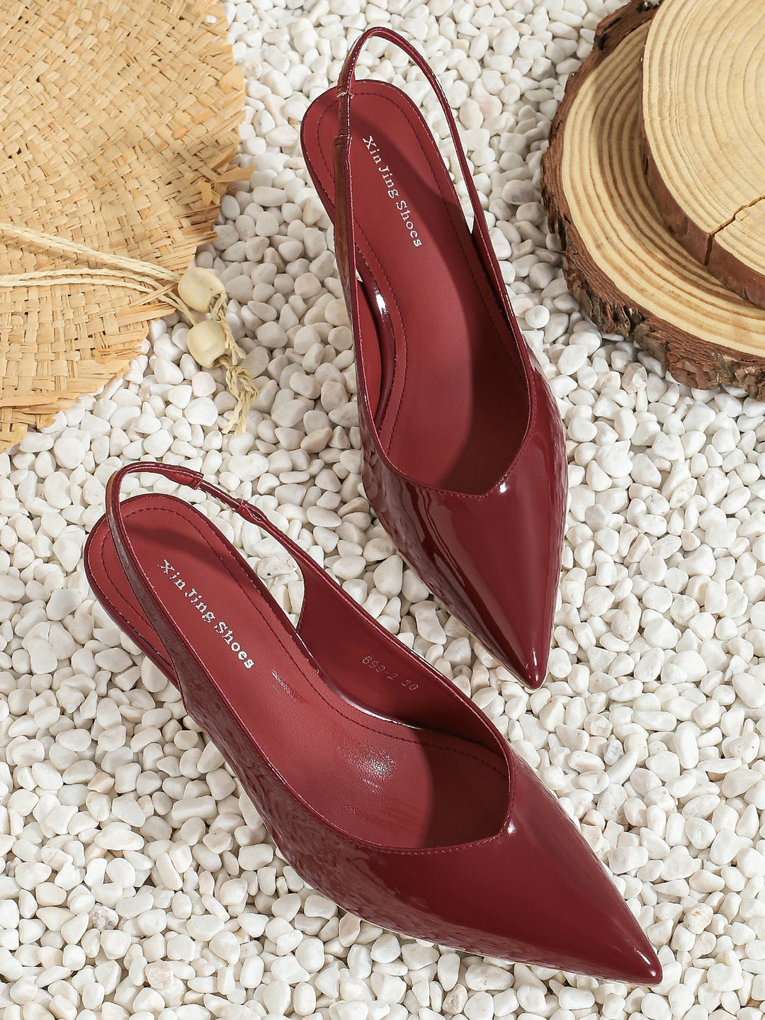 AMIRA™ - Tacchi Slingback in PU Leather per Donna, Semplici e di Colore Unito, con Punta Affilata