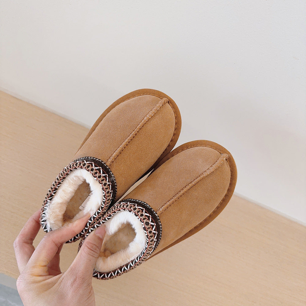 Halo | Comodi Pantofole Esterni in Suede Fluffy Intrecciati