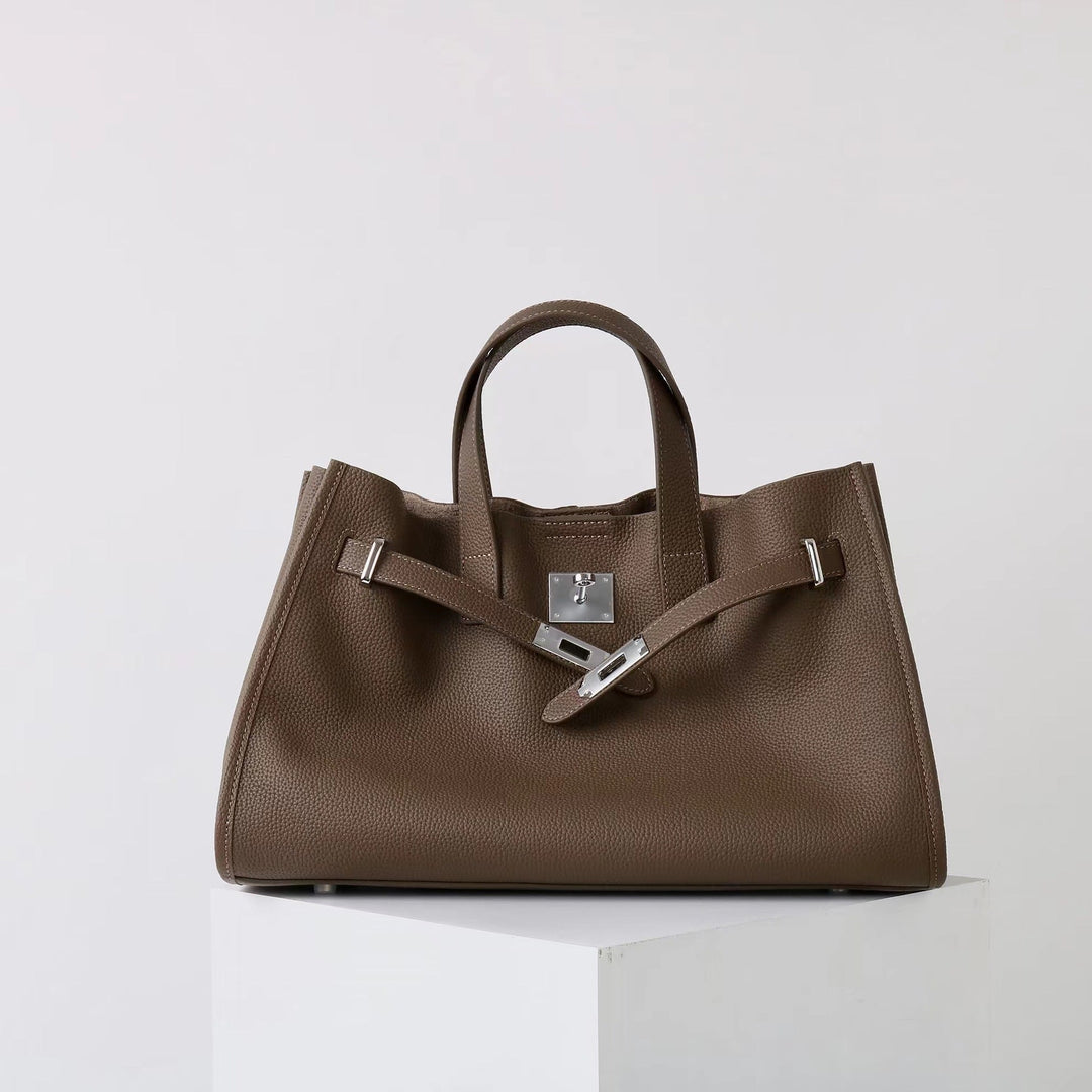 BEVERLEY™ - Borsa a Spalla in Vera Pelle di Mucca di Grande Capacità per Lavoro e Viaggi
