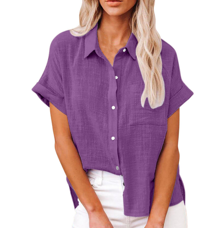 AUDRINE™ – Blusa Button-Up Casual e Confortevole